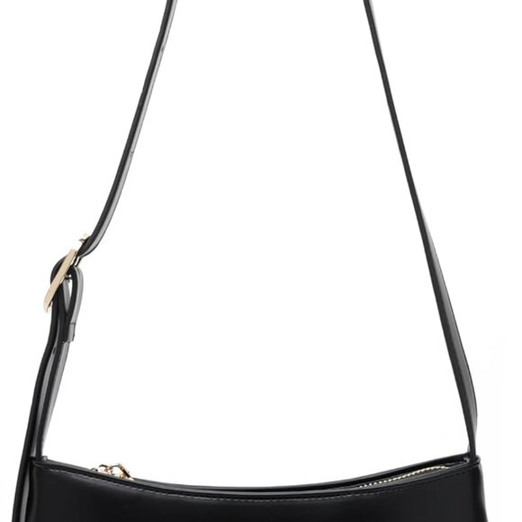 Classic Retro Black Purse: Cute Hobo Tote with Multiple Pockets - 10.2" x 5.9" - Picture 1 of 6